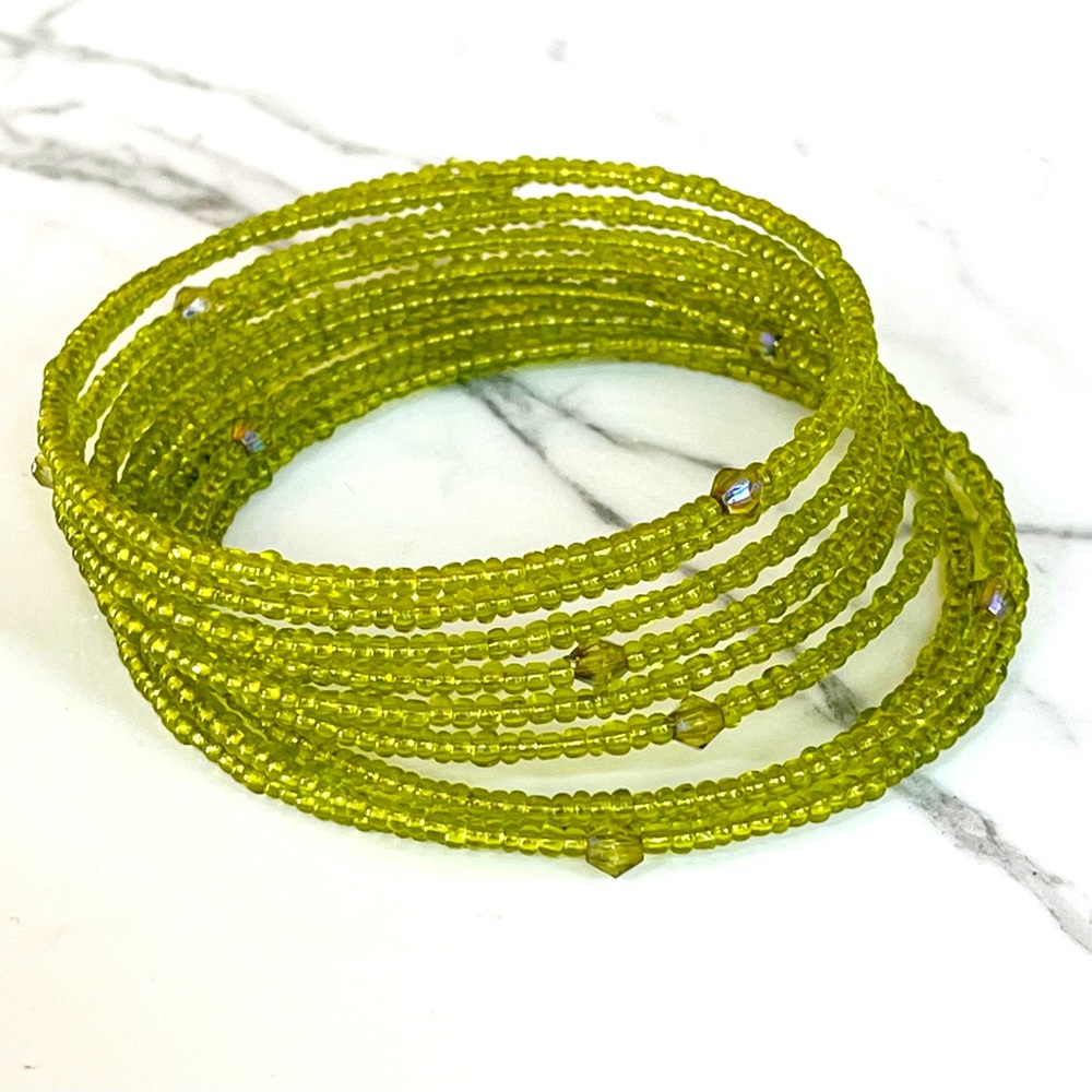 Lime Green beaded slinky bracelet